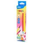 Карандаш ч/г Deli EU54600 Neon HB трехгран. пластик коробка ластик