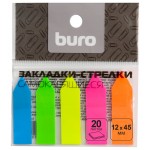 Закладки самокл. пластиковые Buro 45x12мм 5цв.в упак. 20лист стрелки европодвес Закладки самокл. пластиковые Buro 45x12мм 5цв.в упак. 20лист стрелки европодвес