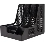 Лоток вертикальный Deli E9847 BLACK 3отд. сборный для бумаг 253x320x275мм черный пластик пластиковый пакет