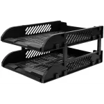 Лоток горизонтальный Deli E9212 BLACK сборный для бумаг 325x241x155мм черный пластик (упак.:2шт) пластиковый пакет