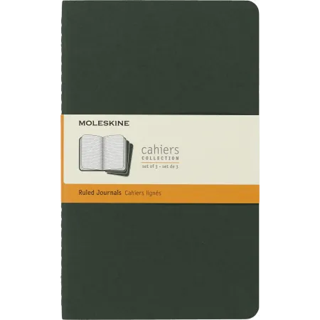 Блокнот Moleskine CAHIER JOURNAL CH016K15 Large 130х210мм обложка картон 80стр. линейка темно-зеленый (3шт)