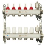 Группа коллекторная ONDO нерж сталь 5 вых. с автомат. воздухоотвод., расход. и термостат. клапанами