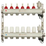 Группа коллекторная ONDO нерж сталь 6 вых. с автомат. воздухоотвод., расход. и термостат. клапанами