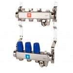 Коллектор MVI без расходомеров, c дренажным краном и краном Маевского 1" х 3/4"ЕК 3 вых.