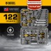 Набор инструментов DENZEL 1/2", 1/4", CrV, S2, пластиковый кейс, 122 предмета
