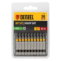 Бита DENZEL PZ3х50, сталь S2, шестигранный профиль, 10 шт. Е 6,3 11657