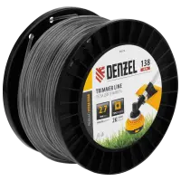 Леска для триммера DENZEL двухкомпонентная квадрат, 2,7мм х 138м, на DIN катушке EXTRA CORD
