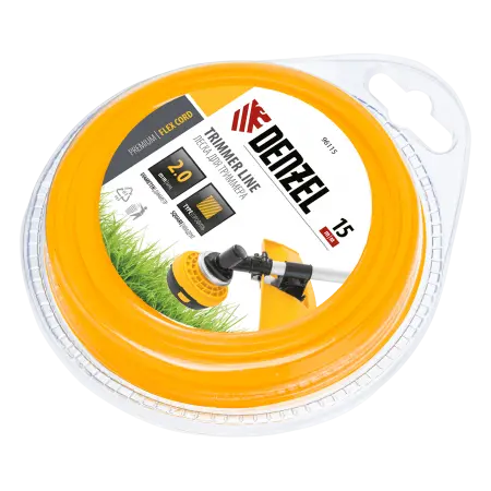 Леска для триммера DENZEL Flex Сord 96115, 2 мм x 15 м, квадратная, блистер 96115 96115