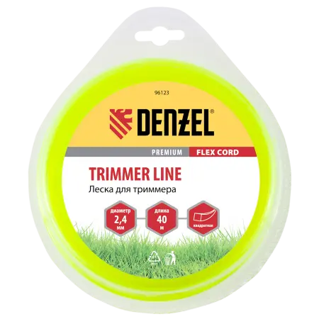 Леска для триммера DENZEL Flex Сord 96123, 2.4 мм x 40 м, квадратная, блистер 96123 96123