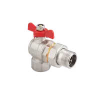 Кран шаровой латунный угловой Ду 25 PN40 вн-американка, бабочка BV.522.06