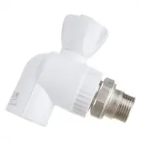 Кран Lammin шаровый PPR радиат. угл. 25 х 3/4" PREMIUM 30/10 белый