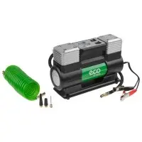 Компрессор автомобильный ECO AE-028-2
(12 В, 280 Вт, 70 л/мин, 2 цилиндра, 10 бар (манометр 7 бар), фонарь, сумка)