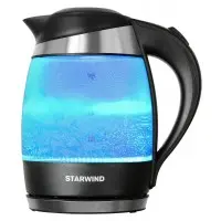 Чайник электрический Starwind SKG2218 1.8л. 2200Вт голубой/черный корпус: стекло/пластик
