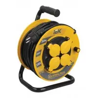Удлинитель силовой IEK INDUSTRIAL PLUS (WKP15-16-04-30-44) 3x1.5кв.мм 4розет. 30м ПВС 16A катушка желтый