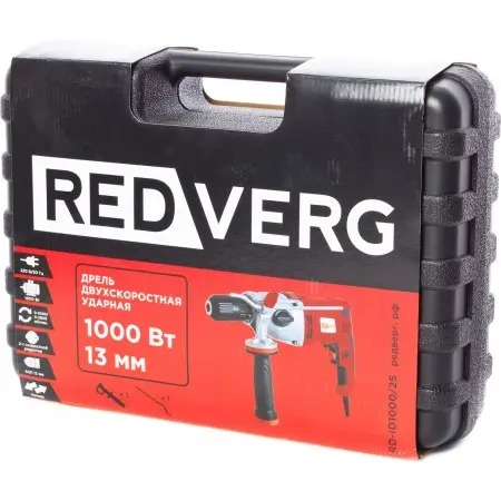 Дрель ударная RedVerg RD-ID1000/2S 1000Вт патрон:быстрозажимной реверс (кейс в комплекте)