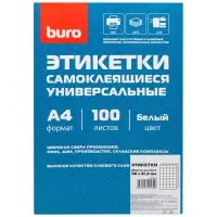 Этикетки Buro A4 38x21.2мм 65шт на листе/100л./белый матовое самоклей. универсальная