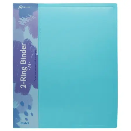 Папка на 2-х кольцах Бюрократ Pastel PAST0812/2RBLUE A4 пластик 0.5мм кор.27мм торц.карм с бум. встав голубой
