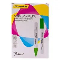 Маркер лаковый Silwerhof Paint круг. пулевидный пиш. наконечник 2-4мм металический корпус зеленый коробка картонная