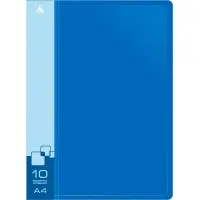 Папка с 10 прозр.вклад. Бюрократ -BPV10BLUE A4 пластик 0.6мм торц.карм с бум. встав синий