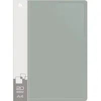 Папка с 20 прозр.вклад. Бюрократ -BPV20GREY A4 пластик 0.6мм торц.карм с бум. встав серый