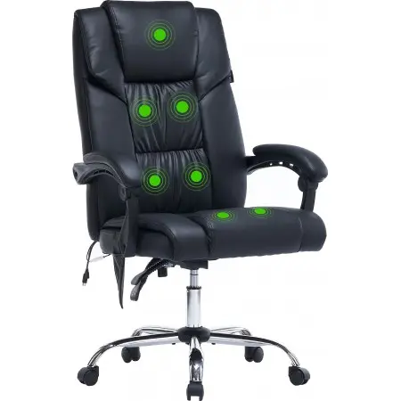 Кресло Cactus с вибромассажем CS-CHR-OC02M-BK черный эко.кожа крестов. сталь