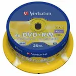 Диск DVD+RW Verbatim 4.7Gb 4x Cake Box (25шт) (43489)