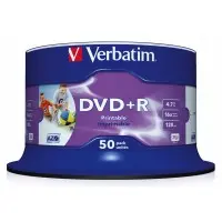Диск DVD+R Verbatim 4.7Gb 16x Cake Box (50шт) Printable (43512)