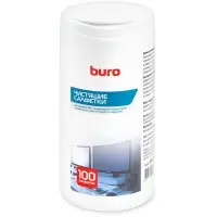 Салфетки Buro BU-Tscrl для экранов ЭЛТ мониторов/плазменных/ЖК телевизоров/мониторов с покрытием из стекла туба 100шт влажных