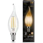 Лампа светодиодная Gauss Filament 7Вт цок.:E14 свеча 220B 2700K св.свеч.бел.теп. CF35 (упак.:1шт) (104801107)