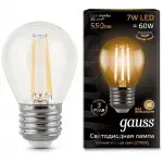 Лампа светодиодная Gauss Filament 7Вт цок.:E27 шар 220B 2700K св.свеч.бел.теп. P45 (упак.:1шт) (105802107)