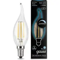 Лампа филам. Gauss Filament 5Вт цок.:E14 свеча 220B 4100K св.свеч.бел.нейт. (упак.:1шт) (104801205-D)