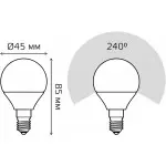 Лампа светодиодная Gauss Elementary 10Вт цок.:E14 шар 220B 3000K св.свеч.бел.теп. (упак.:10шт) (53110)