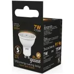 Лампа светодиодная Gauss Black 7Вт цок.:GU10 рефлек. 220B 3000K св.свеч.бел.теп. MR16 (упак.:10шт) (101506107)