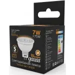 Лампа светодиодная Gauss Black 7Вт цок.:GU5.3 рефлек. 220B 3000K св.свеч.бел.теп. MR16 (упак.:10шт) (101505107)