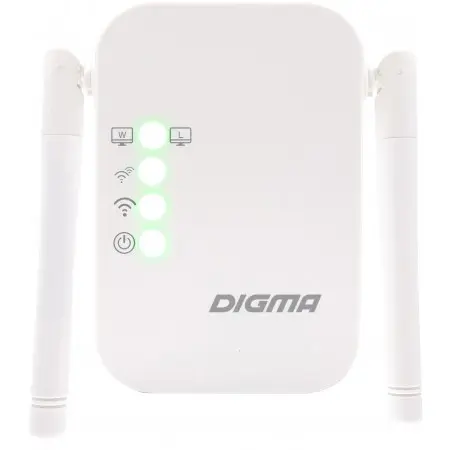 Повторитель беспроводного сигнала Digma D-WR310 N300 10/100BASE-TX/Wi-Fi белый