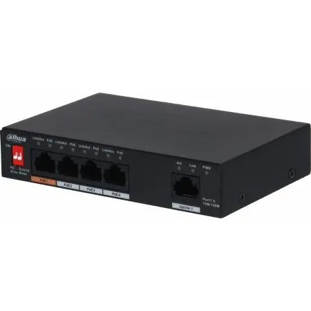 Коммутатор Dahua DH-PFS3005-4ET-60 (L2) 1x100Мбит/с 4PoE 60W неуправляемый