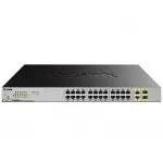 Коммутатор D-Link DGS-1026MP 24x1Гбит/с 2xКомбо(1000BASE-T/SFP) 24PoE 370W неуправляемый