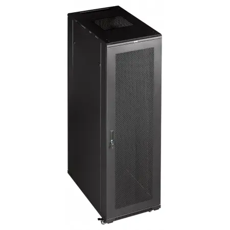 Шкаф коммутационный Lanmaster (TWT-CBB-42U-6X10-P1) напольный 42U 600x1000мм пер.дв.перфор. задн.дв.перфор.2-хст. 2 бок.пан. направл.под закл.гайки 800кг черный IP20 сталь