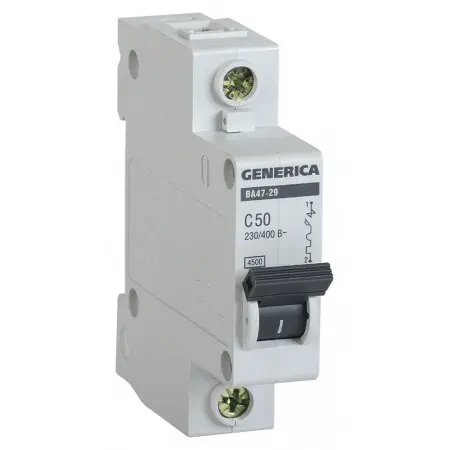 Выключатель автоматический IEK MVA25-1-050-C Generica 50A тип C 4.5kA 1П 230/400В 1мод серый (упак.:1шт)