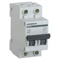 Выключатель автоматический IEK MVA25-2-010-C Generica 10A тип C 4.5kA 2П 400В 2мод серый (упак.:1шт)