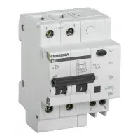 Выключатель автом. дифф. тока IEK MAD15-2-025-C-030 АД12 Generica 25A тип C 4.5kA 30мА AC 2П 230В 4мод серый (упак.:1шт)