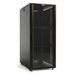 Шкаф коммутационный Hyperline (TTBR-2266-AS-RAL9004) напольный 22U 600x600мм пер.дв.стекл задн.дв.спл.стал.лист 2 бок.пан. 800кг черный 510мм 1166мм IP20 сталь