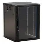 Шкаф коммутационный Hyperline (TWB-2266-GP-RAL9004) настенный 22U 600x600мм пер.дв.стекл 2 бок.пан. 60кг черный 1086мм IP20 сталь