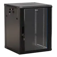 Шкаф коммутационный Hyperline (TWB-0666-GP-RAL9004) настенный 6U 600x600мм пер.дв.стекл 2 бок.пан. 60кг черный 367мм IP20 сталь