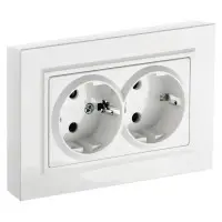 Розетка силов. IEK Brite РС12-3-БрБ BR-R21-16-K01-F 2розет. двойн. скрыт. зазем. IP20 белый (упак.:1шт)