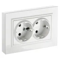 Розетка силов. IEK Brite РСш12-3-БрБ BR-R24-16-K01-F 2розет. двойн. скрыт. зазем. штор. IP20 белый (упак.:1шт)