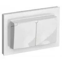 Розетка силов. IEK Brite РСбш12-3-44-БрБ BR-R26-16-44-K01-F двойн. скрыт. зазем. штор. крыш. IP44 белый (упак.:1шт)
