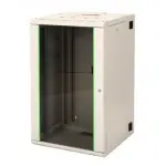 Шкаф коммутационный Lande Proline (LN-PR16U6045-LG-111) настенный 16U 600x450мм пер.дв.стекл задн.дв.стал.лист направл.под закл.гайки 100кг серый 29кг 210град. 818мм IP20 сталь