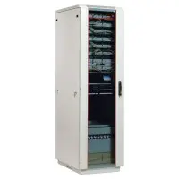 Шкаф коммутационный ЦМО (ШТК-М-42.6.6-1ААА) напольный 42U 600x600мм пер.дв.стекл задн.дв.стал.лист 2 бок.пан. направл.под закл.гайки 550кг серый 455мм 92.3кг 180град. 2030мм
