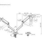 Кронштейн для мониторов Ultramounts UM731 черный 17"-35" макс.16кг крепление к столешнице поворот и наклон